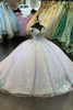 Load image into Gallery viewer, Blue Lilac Sparkly Off The Shoulder Beaded Quinceanera Dress with Appliques