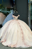 Load image into Gallery viewer, Blush Sweetheart Sequined Tulle Corset Quinceanera Dress with Appliques