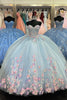 Load image into Gallery viewer, Sparkly Blue Lilac Sweetheart Sequined Floral Ball Gown with Appliques