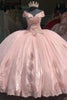Load image into Gallery viewer, Sparkly Blush V Neck Ruffles Beaded Long Ball Gown with Appliques