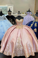 Load image into Gallery viewer, Corset Sparkly Blush Sweetheart Ruffles Quinceanera Dress with Beaded