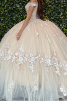 Load image into Gallery viewer, Apricot Off The Shoulder Sequined Long Ball Gown with Appliques
