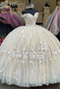 Load image into Gallery viewer, Apricot Off The Shoulder Sequined Long Ball Gown with Appliques