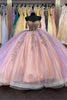 Load image into Gallery viewer, Off The Shoulder Sparkly Lilac Sequined Quinceanera Dress with Appliques