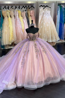 Load image into Gallery viewer, Off The Shoulder Sparkly Lilac Sequined Quinceanera Dress with Appliques