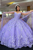 Load image into Gallery viewer, Purple Off The Shoulder Tulle Quinceanera Dress with Butterfly Appliques