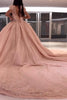 Load image into Gallery viewer, Sparkly Appliques Pink Beaded Long 15 Brithday Quinceanera Dress