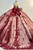 Load image into Gallery viewer, Off the Shoulder Sparkly Red Appliques Beaded Tulle Ball Gown with Bow