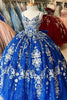 Load image into Gallery viewer, Sparkly Royal Blue Appliques Spaghetti Straps Sequins Quinceanera Dress with Bow