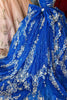Load image into Gallery viewer, Sparkly Royal Blue Appliques Spaghetti Straps Sequins Quinceanera Dress with Bow