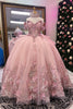 Load image into Gallery viewer, Pink Off The Shoulder Appliques Corset Tulle Quinceanera Dress with Beaded