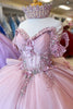 Load image into Gallery viewer, Pink Off The Shoulder Appliques Corset Tulle Quinceanera Dress with Beaded