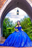 Load image into Gallery viewer, Sparkly Royal Blue Off The Shoulder Sequins Long Quinceanera Dress with Bow