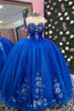Load image into Gallery viewer, Sparkly Royal Blue Strapless Appliques Long Ball Gown with Beading