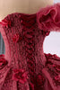 Load image into Gallery viewer, Sparkly Burgundy Strapless Corset Tulle Flowers Quinceanera Dress with Appliques