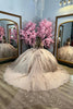 Load image into Gallery viewer, Sparkly Champagne Off Shoulder Appliques Quinceanera Dress with Sequins