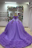 Load image into Gallery viewer, Purple V Neck Tiered Pleated Quinceanera Dress with Appliques