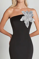 Load image into Gallery viewer, Black Mermaid One Shoulder with Sequin Flower Long Formal Dress