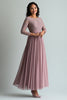 Load image into Gallery viewer, Lace Blush Chiffon Scoop Neck A Line Mother of The Bride Dress