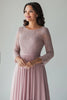 Load image into Gallery viewer, Lace Blush Chiffon Scoop Neck A Line Mother of The Bride Dress