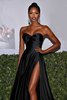 Load image into Gallery viewer, Sweetheart A Line Satin Pleated Long Formal Dress with Slit