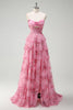 Load image into Gallery viewer, Blush Floral Printed Princess Tiered Long Prom Dress