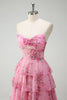 Load image into Gallery viewer, Blush Floral Printed Princess Tiered Long Prom Dress