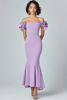 Load image into Gallery viewer, Lilac Mermaid Off The Shoulder Ruffles Formal Dress