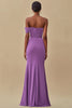 Load image into Gallery viewer, Off Shoulder Purple Mermaid Long Formal Dress with Slit