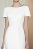 Load image into Gallery viewer, Fitted White Short Sleeves Straight Pencil Midi Formal Dress
