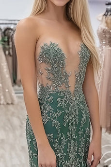 Agave Sheath Sweetheart Appliqued Tulle Prom Dress