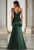 Load image into Gallery viewer, Dark Green Spaghetti Straps Mermaid Satin Long Military Ball Dress