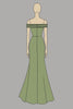 Load image into Gallery viewer, Metallic Satin Green Off The Shoulder Sheath Prom Dress