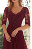 Load image into Gallery viewer, Elegant Burgundy  A Line V Neck Chiffon Long Mother Of the Bride Dress with Lace Appliques