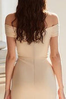 Load image into Gallery viewer, Champagne Off the Shoulder Sheath Mother of the Bride Dress with Appliques
