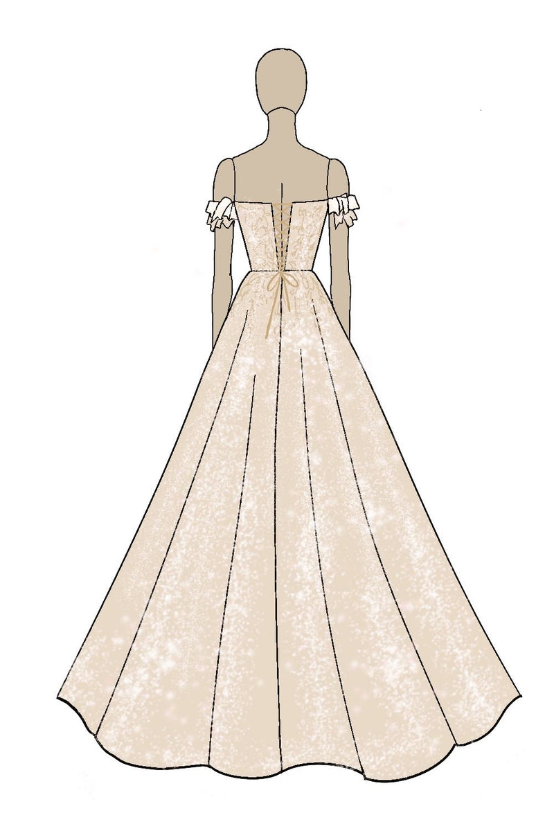 Load image into Gallery viewer, Sparkly Champagne Tulle Sweetheart Off the Shoulder Prom Dress