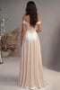 Load image into Gallery viewer, Elegant Champagne A Line Off the Shoulder Satin Long Prom Dress