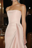 Load image into Gallery viewer, Sheath Pink Satin Strapless Gala Dress