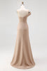 Load image into Gallery viewer, One Shoulder Pleated Light Khaki Jersey Sheath Gala Dress