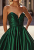Load image into Gallery viewer, Satin A Line Dark Green Sweetheart Long Prom Dress