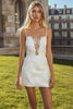 Load image into Gallery viewer, White Sheath Spaghetti Straps Mini Graduation Dress