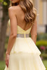 Load image into Gallery viewer, Light Yellow A Line Sweetheart Tiered Beaded Long Prom Dress