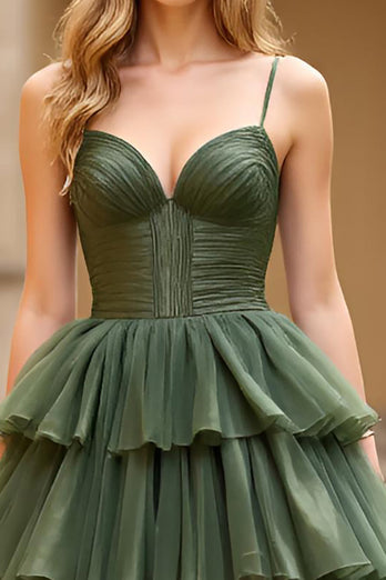 Olive A Line Tiered Long Prom Dress With Slit
