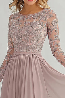 Elegant A Line Long Sleeve Mother of Bride Dress with Lace