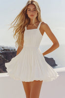 Load image into Gallery viewer, White A Line Pleated Short Graduation Dress