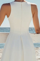 Load image into Gallery viewer, A Line White Satin Knee Length Graduation Dress