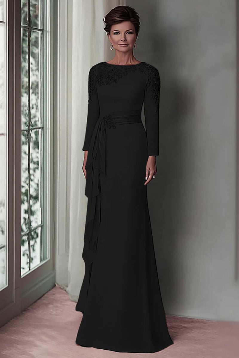 Load image into Gallery viewer, Blush Lace Sheath Mother Of The Bride Dress with Long Sleeves