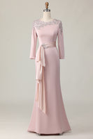 Load image into Gallery viewer, Blush Lace Sheath Sequin Long Sleeves Mother Of The Bride Dress