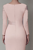 Load image into Gallery viewer, Blush Lace Sheath Mother Of The Bride Dress with Long Sleeves