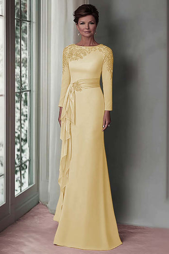 Blush Lace Sheath Mother Of The Bride Dress with Long Sleeves